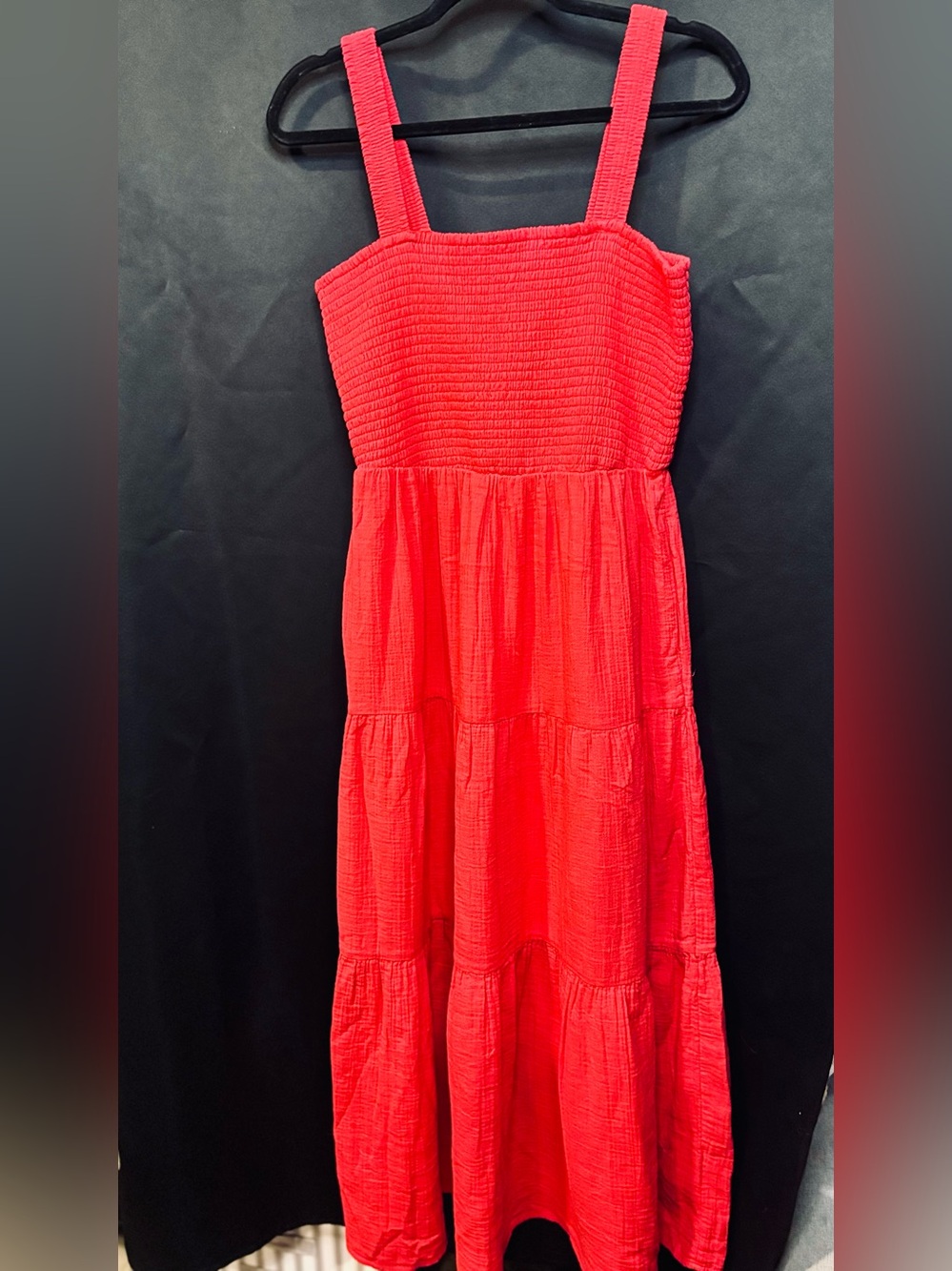 Quince 100% cotton maxi dress in wild cherry